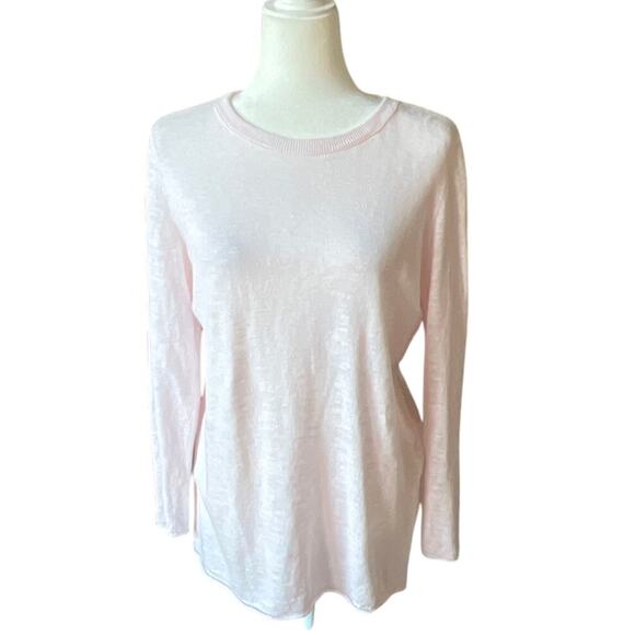 Eileen Fisher Pastel Pink Organic Linen Crew Neck Top Women's Size S Sustainable - Picture 3 of 10